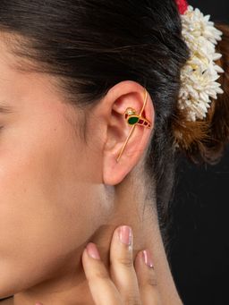 Niscka - Gold Plated Long Bird Design Earrings