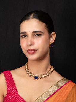 Niscka - Matte Gold Plated Choker Necklace Set