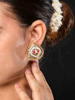 Niscka - Dual Tone Gold and Silver Plated Triangular Earrings