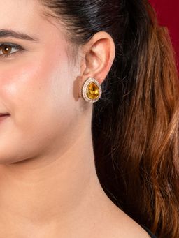Niscka - Matte Gold Plated Water Drop Stud Earrings