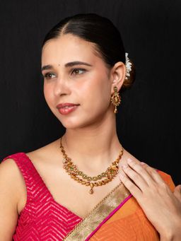 Niscka - 24K Gold Plated Antique Peacock Necklace