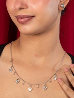 Niscka - Rhodium Plated Floral Necklace Set