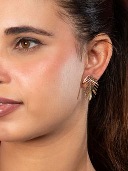 Niscka - 24K Gold Plated Leaf Design Earrings