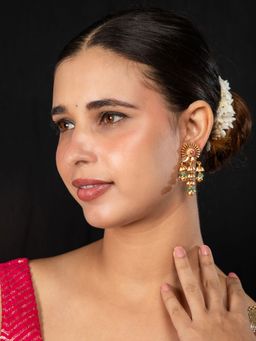 Niscka - Matte Gold Plated Antique Dangler Earrings