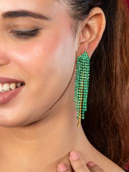 Niscka - Gold Plated Multilayer Waterfall Dangler Earrings
