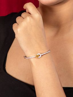 Niscka - Rhodium Plated Silver American Diamond Bracelet