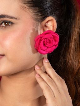 Niscka - Pink Floral Rose Design Earrings