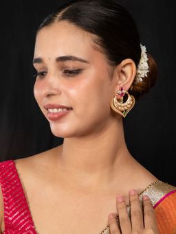 Niscka - Matte Gold Plated Chand Baali Earrings