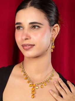 Niscka - Rhodium Plated Yellow American Diamond Jewellery Set