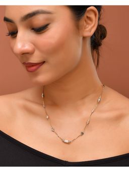 VOJ - Stainless Steel Hand Crafted Rose Gold-Plated Necklace with Beads