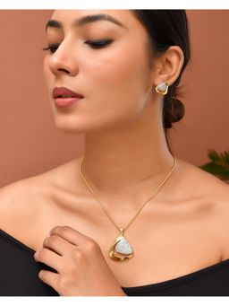 VOJ - Gold-Plated Cz Stone Studded Geometrical Jewellery Set