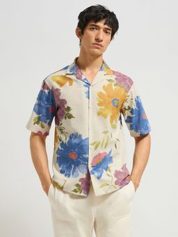 MISCHIEF MONKEY - Blue Half Sleeve Floral Printed Shirt