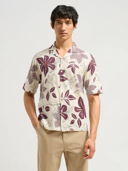 MISCHIEF MONKEY - Maroon Half Sleeve Floral Printed Shirt