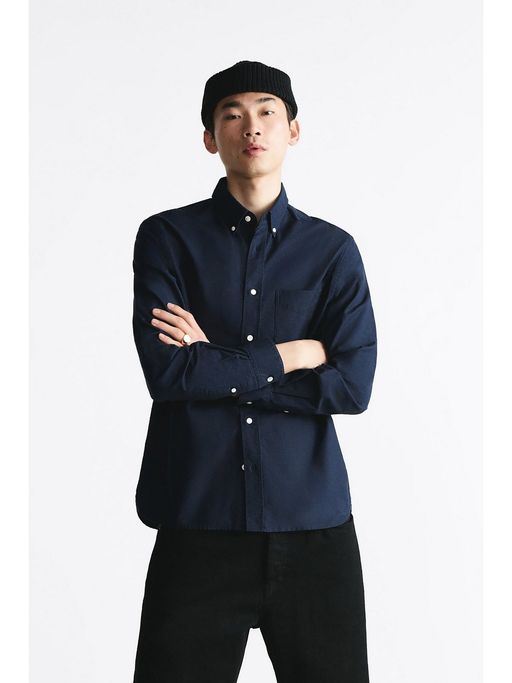 MISCHIEF MONKEY Navy Blue Oxford Pocket Shirt