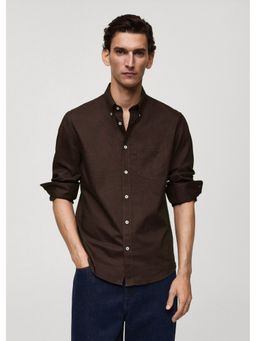 MISCHIEF MONKEY - Brown Oxford Pocket Shirt