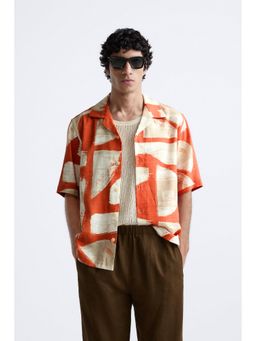 MISCHIEF MONKEY - Orange Half Sleeve Printed Shirt