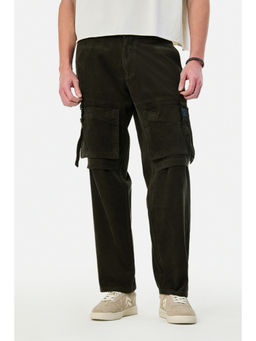 Snitch - Olive Corduroy Relaxed Casual Cargo Pants for Men