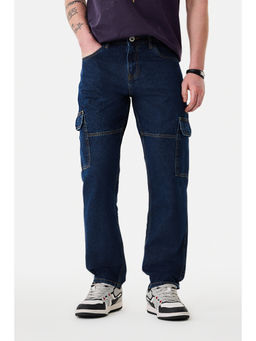 Snitch - Blue Denim Relaxed Casual Cargo Jeans for Men