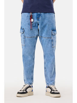 Snitch - Light Blue Denim Relaxed Casual Cargo Jean for Men