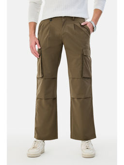 Snitch - Brown Solid Straight Casual Cargo Pants for Men