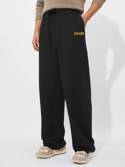Mens Loose Mid Rise Drawstring Stretchable Black Trackpant