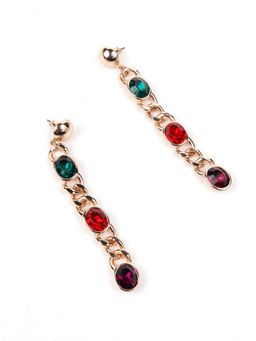Odette - Chunky Gold Chained Gem Stone Earrings