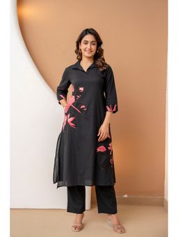 BERRYLICIOUS - Berrlylicious Pure Cotton Black Placement Embroidered Co-Ord Set