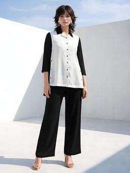 Dora Dori - Black Rayon Colorblocked Co-Ord Set