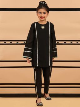 BaawRi - Black Solid Polyester Straight Kurta and Pant