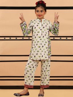 BaawRi - Off-White Floral Printed Straight Kurta and Pant