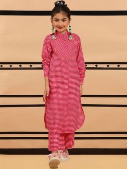 BaawRi - Pink Printed Straight Kurta with Pant