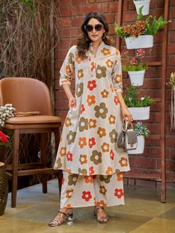 BERRYLICIOUS - Brown A-Line Floral Printed Co-Ord Set