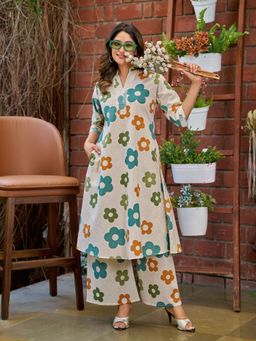 BERRYLICIOUS - Teal A-Line Floral Printed Co-Ord Set