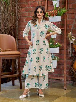 BERRYLICIOUS - Green A-Line Floral Printed Co-Ord Set