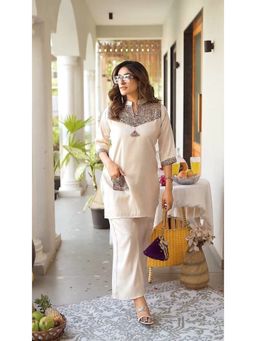 BERRYLICIOUS - White Embroidered Satin Co-Ord Set