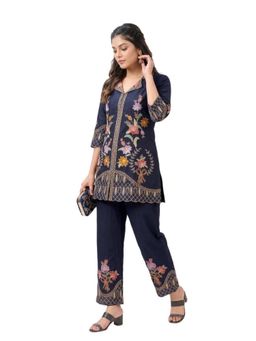 M MARCH LABEL - Midnight Blue Embroidered Co-Ord Set
