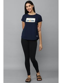Allen Solly - Women Navy Graphic Print Casual T Shirt And Leggings (Set of 2)