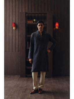 Twenty Nine - Men Indigo Pintuck Pathani Kurta with Pant
