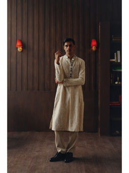 Twenty Nine - Men Ivory Chikankari Kurta with Pant