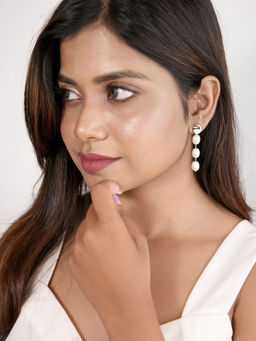 Silberry - 925 Sterling Silver Pearl Drape Earrings for Women