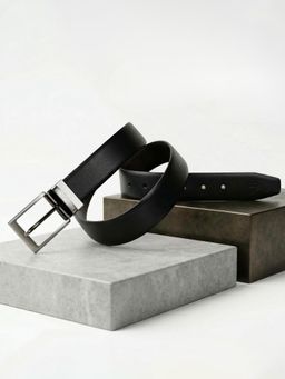 Bonjour - Men's Luxury Black & Brown Pure Leather Belt