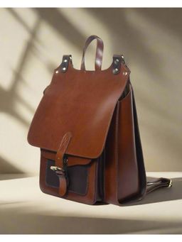 Celtic - Brown Genuine Leather Premium Dual-Tone Design Backpack