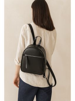 Celtic - Small Stylish Genuine Leather Backpack - Black