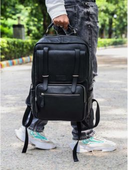 Celtic - Soft Black Genuine Leather Backpack