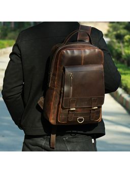 Celtic - Men's Full-Grain Genuine Leather Professional Backpack - Brown