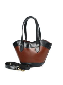 Celtic - Genuine Leather Two-Tone Stylish Brown Hand Bag With Detachable Strap