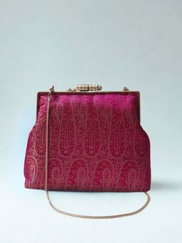 Praccessorii - Brocade Collection Clutch With Detachable Strap - Red
