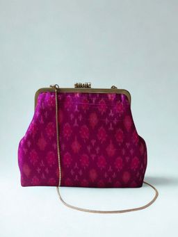 Praccessorii - Ikat Collection Clutch With Detachable Strap - Pink