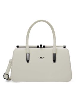 Lavie Luxe - Women's Book Dual Handle Frame Handbag - Off White (M)