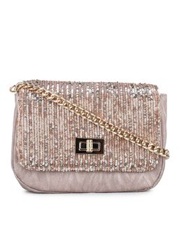 Inc.5 - Women's Champagne Clutches With Twist Lock - Beige